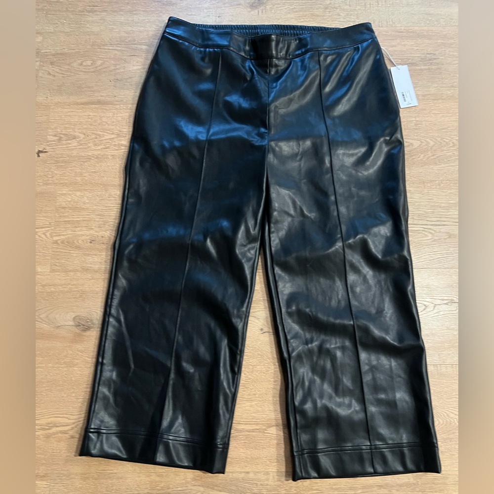 NWT plus size faux leather wide leg pants
